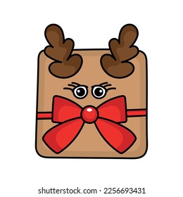 Icono de esbozo de regalo envuelto en color aislado Ilustración vectorial