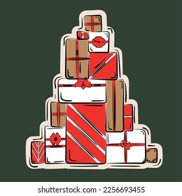 Isolated colored wrapped gift sketch icon Vector illustration