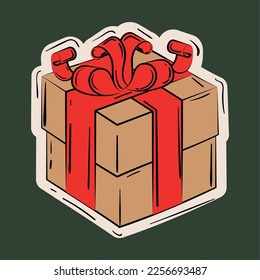 Isolated colored wrapped gift sketch icon Vector illustration