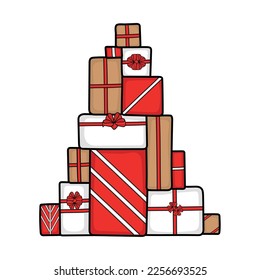 Isolated colored wrapped gift sketch icon Vector illustration