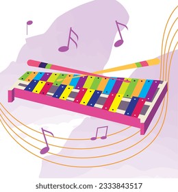 Instrumento musical xilófono de color aislado Vector