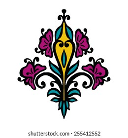 Isolated Colorful Abstract Floral pattern. Vector illustration