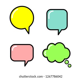 isolated colorful Blank empty white speech bubbles set. Vector illustration