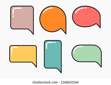 isolated colorful Blank empty white speech bubbles set. Vector illustration