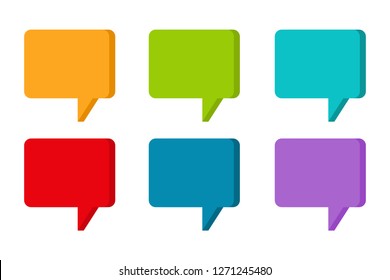 isolated colorful Blank empty white speech bubbles set. Vector illustration