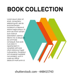 Isolated colorful books collection vector logo. School logotype. Education symbol. Studying element. Literature illustration. University emblem. Reading sign.