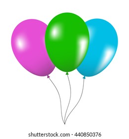 Isolated colorful bunch of balloons design on white background. Vector decoration for birthday party and festival celebration.
