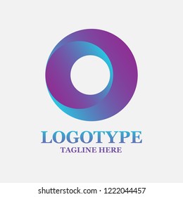 Isolated colorful circular shape vector logo. Sweet blue donut image. 
