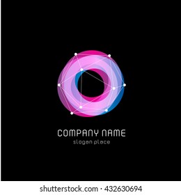 Isolated colorful circular shape vector logo. Sweet pink donut image. 
