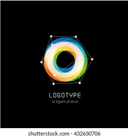 Isolated colorful circular shape vector logo. Sweet donut image. 