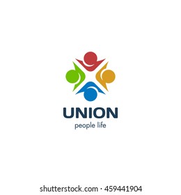 Isolated colorful cross vector logo. Medical symbol. People holding hands logotype. Friendship and union illustration. International communication sign