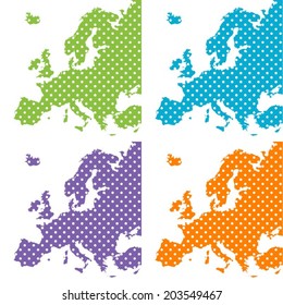 Isolated colorful dotted maps - Europe