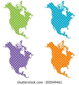 Isolated colorful dotted maps - North America