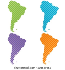 Isolated colorful dotted maps - South America