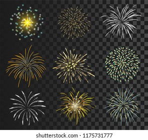 isolated colorful firework set bursting in vector illustration. concept for template for celebration in new year and Christmas festive. It also can use for fourth of July and carnival firework event.