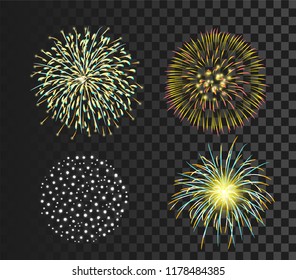 isolated colorful firework set bursting in vector illustration. concept for template for celebration in new year and Christmas festive. It also can use for fourth of July and carnival firework event.