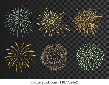 isolated colorful firework set bursting in vector illustration. concept for template for celebration in new year and Christmas festive. It also can use for fourth of July and carnival firework event.