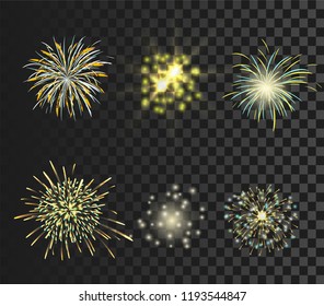 isolated colorful firework set bursting in vector illustration. concept for template for celebration in new year and Christmas festive. It also can use for fourth of July and carnival firework event.