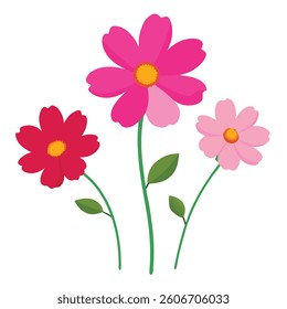 Isolated Colorful Flower Vector Illustrations