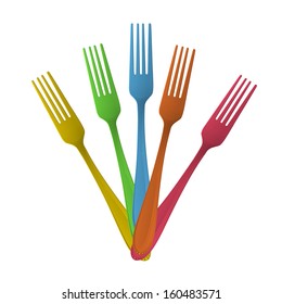 Isolated colorful forks. Vector design 