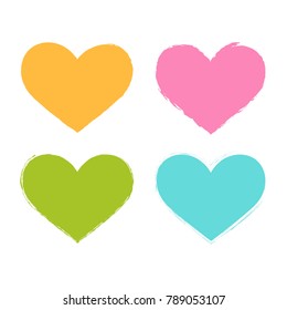 isolated colorful hearts symbols grunge element set, seamless pattern, background, wallpaper, banner, label, texture, vector design