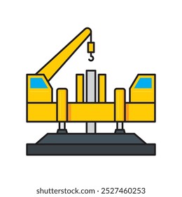 Isolado e colorido da máquina de piloto de pilha hidroestática. Equipamento pesado para trabalhos de construção.