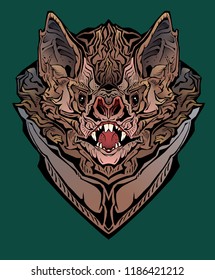 Isolated colorful image of an angry bat.