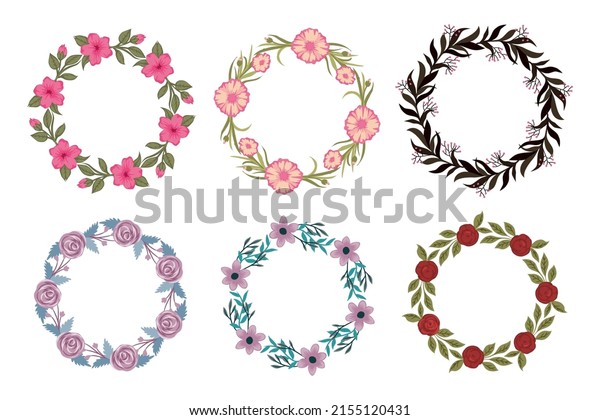 Isolated Colorful Line Frame Icon\
Leaf Floral Border Divider with Circular, rectangle or hexagon pink\
or red flower for save the date wedding tag name\
invitation