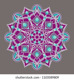 Isolated colorful lineless indian mandala