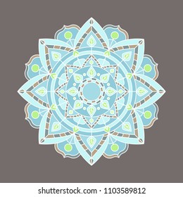 Isolated colorful lineless indian mandala