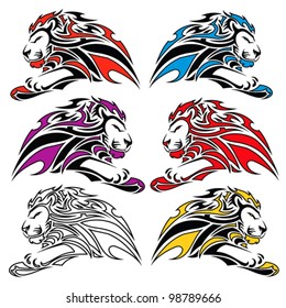 Isolated colorful lion symbols - vector