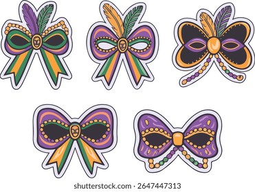 Ilustração isolada do conjunto de vetor do arco colorido do Mardi Gras 
