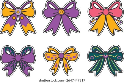 Ilustração isolada do conjunto de vetor do arco colorido do Mardi Gras 