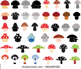 Isolated Colorful Mushroom Vector Illustrations