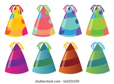 Isolated colorful Party hats. Vector illustration