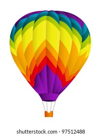 Isolated colorful (rainbow) Hot air balloon. Vector illustration on white background svg