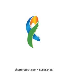 Isolated colorful ribbon logo. Scarf icon. Accessory emblem. Against cancer logotype. Stop disease symbol. International worldwide breast cancer week. Medical sign. Vector illustration