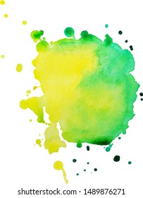 Isolated colorful splash on white background. Watercolor background. Grunge painting background
