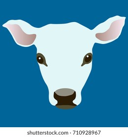 Isolated colorful stylized image of a calf's head.