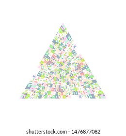 Isolated colorful tiled mosaic triangle logo template - ornamental abstract vector element