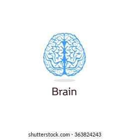 Isolated colorful vector brains. Medical logo.Scientifical logotype. Neurobiology emblem. Intelligence image. Human brain illustration. Graphic cortex symbol.Cerebral hemispheres. Learning.