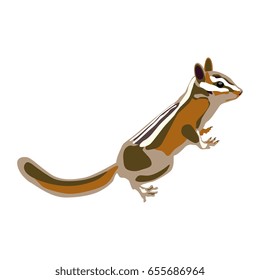 Isolated colorful vector illustration of a chipmunk. Flat cartoon style.