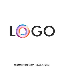 Isolated colorful vector logo. Funny font. Letter o. Alphabet element. Round rainbow symbol. Spinning circle. Loading sign. Children toy. Kids image. Donut illustration.