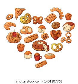 isolated colorfull bake and pastries set