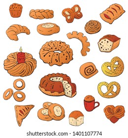 isolated colorfull bake and pastries set