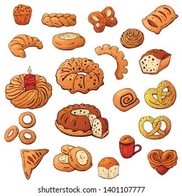 isolated colorfull bake and pastries set