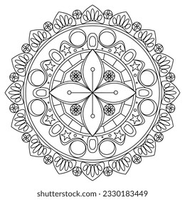 Dibujo de patrón de mandala incoloro aislado Vector