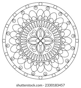 Dibujo de patrón de mandala incoloro aislado Vector