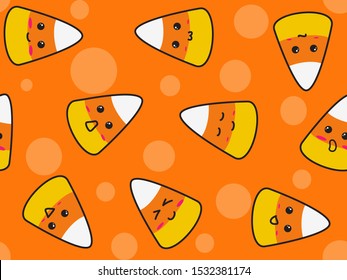 isolated colourful candy corn cute cartoon seamless pattern element for background, wallpaper, label, cover, banner, texture etc. vector design.