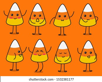 Isolated Colourful Candy Corn Cute Cartoon Element For Background, Pattern, Wallpaper, Label, Cover, Banner, Texture Etc. Vector Design.